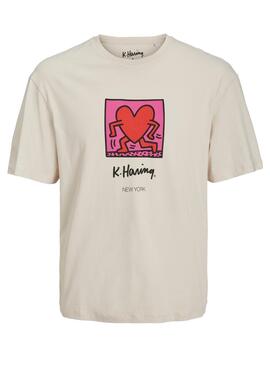 T-Shirt Jack & Jones Keith Haring Bege Homem