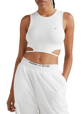 Top Tommy Jeans Flag Branco para Mulher