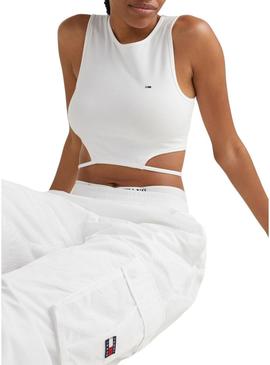 Top Tommy Jeans Flag Branco para Mulher