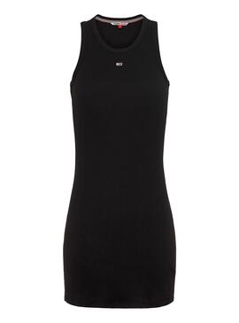 Vestido Tommy Jeans Essential Rib Tanque Preto Mulher