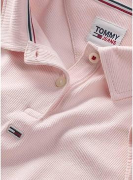 Polo Tommy Jeans Cropped Rib Rosa para Mulher