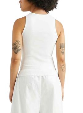 T-Shirt Tommy Jeans Rib Tank Branco para Mulher