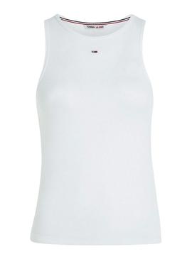 T-Shirt Tommy Jeans Rib Tank Branco para Mulher