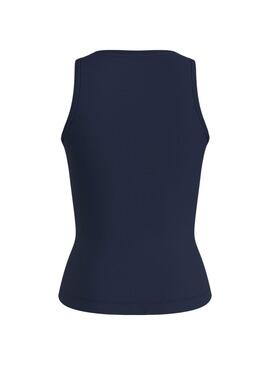 T-Shirt Tommy Jeans Rib Tank Azul Marinho para Mulher