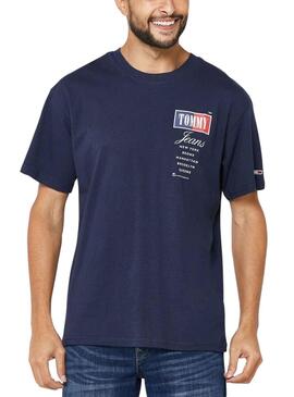 T-Shirt Tommy Jeans Relaxed Azul Marinho para Homem