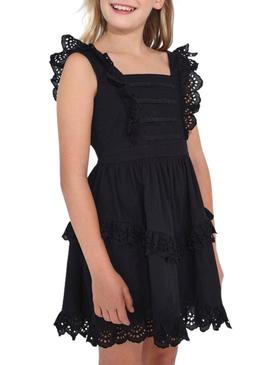 Vestido Mayoral Popelin Perfurado Preto para Menina