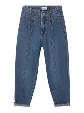 Calças Mayoral Cropped Denim Slouch Azul Menina