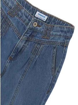 Calças Mayoral Cropped Denim Slouch Azul Menina