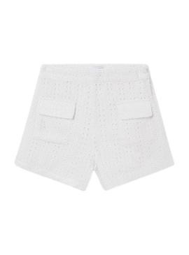 Short Mayoral Perfurado Branco para Menina