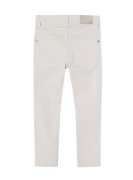 Calças Mayoral Sarga Slim Fit Branco para Menino