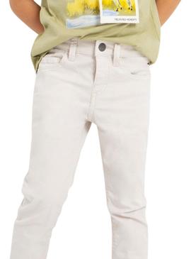 Calças Mayoral Sarga Slim Fit Branco para Menino