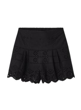 Short Mayoral Perfurado Preto para Menina