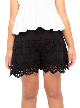 Short Mayoral Perfurado Preto para Menina