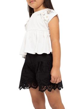 Short Mayoral Perfurado Preto para Menina