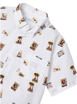 Camisa Mayoral Impresso Branco para Menino