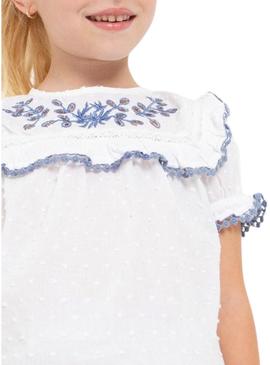 Blusa Mayoral Bordado Plumeti Branco para Menina