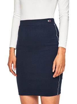 Saia Tommy Jeans Piping Bodycon Azul Mulher