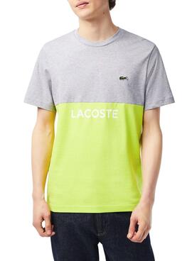 T-Shirt Lacoste Cor Block Cinza para Homem