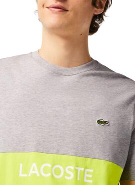 T-Shirt Lacoste Cor Block Cinza para Homem