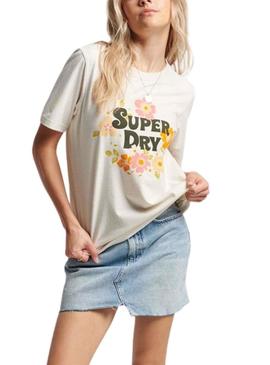 T-Shirt Superdry Vintage Floral Scripted Bege