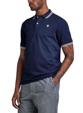 Polo G-Star Dunda Slim Stripe Azul Marinho para Homem