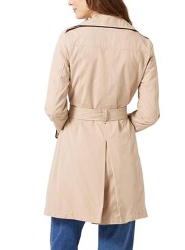 Gabardina Naf Naf Rib Bege para Mulher