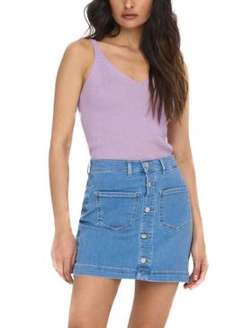 Top Only Lina De Knitted Malva para Mulher