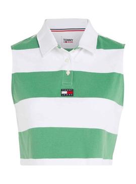 Polo Tommy Jeans Stripe Verde para Mulher