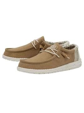 Sapatos Hey Dude Wally Linen Camel para Homem