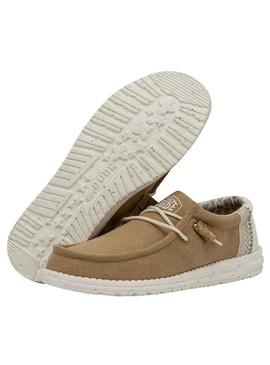 Sapatos Hey Dude Wally Linen Camel para Homem