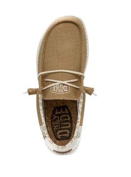 Sapatos Hey Dude Wally Linen Camel para Homem