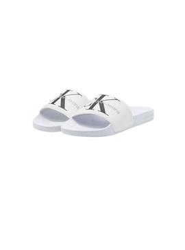 Chinelos Calvin Klein Monograma Branco para Homem