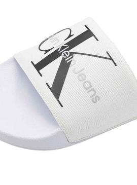 Chinelos Calvin Klein Monograma Branco para Homem