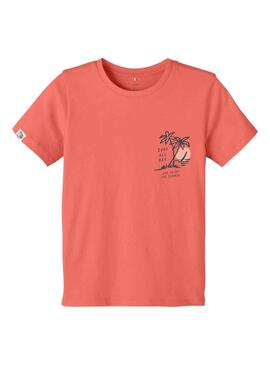 T-Shirt Name It Fandi Coral para Menino