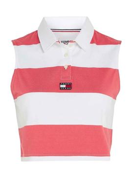 Polo Tommy Jeans Stripe Rosa para Mulher