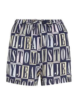Shorts Tommy Jeans Spellout Azul Marinho para Mulher