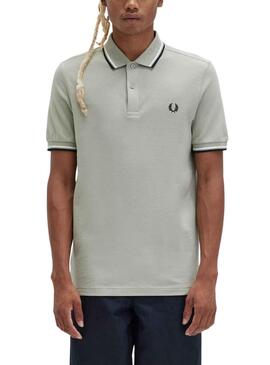 Polo Fred Perry Twin Tipped Cinza para Homem