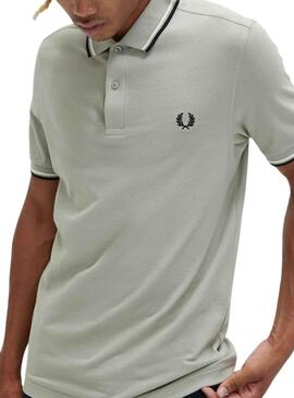 Polo Fred Perry Twin Tipped Cinza para Homem