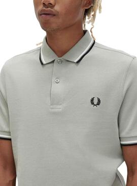 Polo Fred Perry Twin Tipped Cinza para Homem