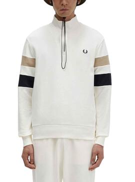 Sweat Fred Perry Tipped Branco para Homem