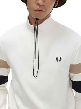 Sweat Fred Perry Tipped Branco para Homem