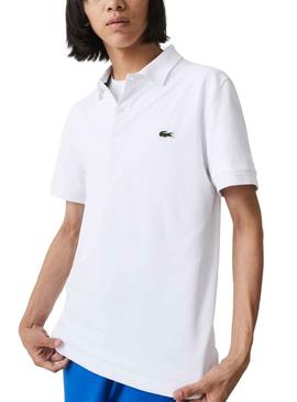 Polo Lacoste Bord Branco para Homem