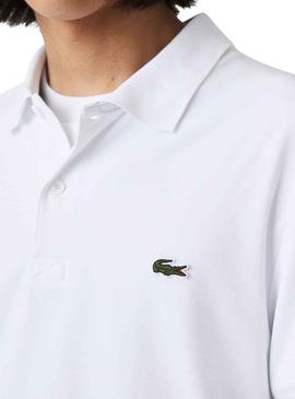 Polo Lacoste Bord Branco para Homem