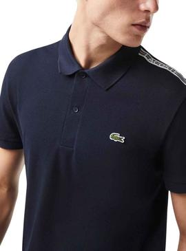 Polo Lacoste Bandas Azul Marinho para Homem