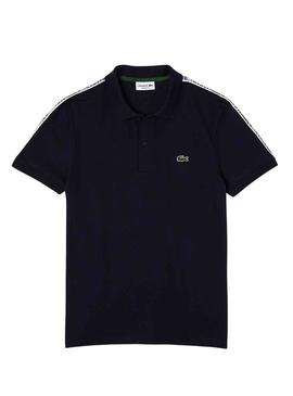 Polo Lacoste Bandas Azul Marinho para Homem