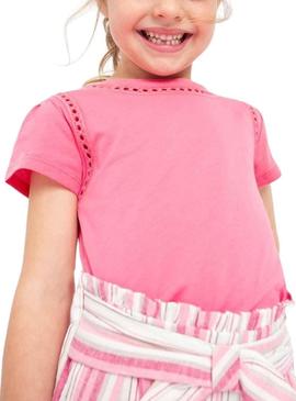 T-Shirt Mayoral Bordado Calado Rosa para Menina