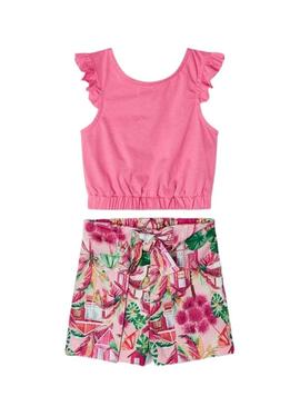 Set Mayoral Short Printed Peônia Rosa Menina