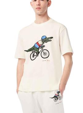 T-Shirt Lacoste Netflix Sex Education bege