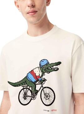 T-Shirt Lacoste Netflix Sex Education bege