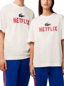 T-Shirt Lacoste Netflix Branco Mulher e Homem